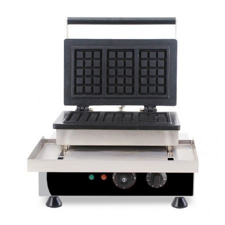 Gaufrier professionnel Monophasé acier inoxydable 3 gaufres de Bruxelles 125x77x22 mm - Combisteel - 7540.0060