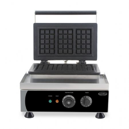 Gaufrier professionnel Monophasé acier inoxydable 3 gaufres de Bruxelles 125x77x22 mm - Combisteel - 7540.0060
