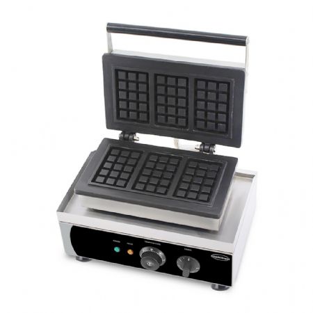 Gaufrier professionnel Monophasé acier inoxydable 3 gaufres de Bruxelles 125x77x22 mm - Combisteel - 7540.0060