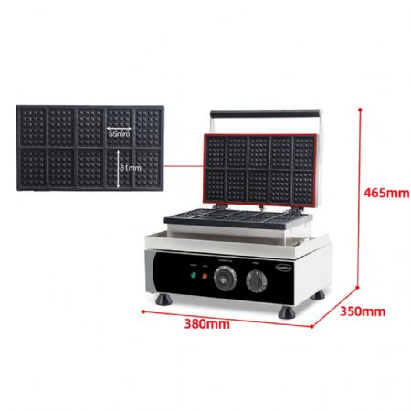 Gaufrier professionnel Monophasé acier inoxydable 10 gaufres de Bruxelles 81x55x14 mm - Combisteel - 7540.0065