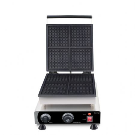 Gaufrier professionnel Monophasé acier inoxydable 4 gaufres carrées 113x113x16 mm - Combisteel - 7540.0085