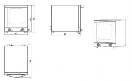 Four à convection professionnel Monophasé 35 L 4 niveaux commandes bouton rotatif - Combisteel - 7543.0005