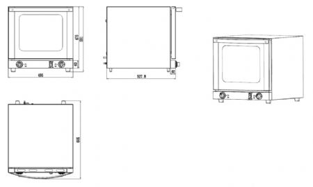 Four à convection professionnel Monophasé 45 L 4 niveaux commandes bouton rotatif - Combisteel - 7543.0010