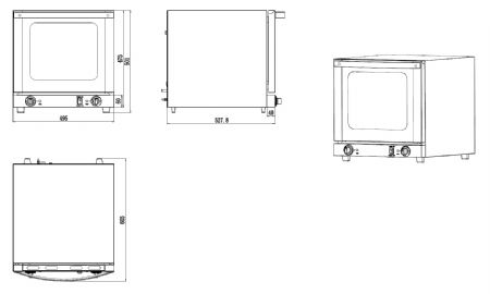 Four  poser  convection monophas capacit 4 GN 2/3 - 495x600x502 mm