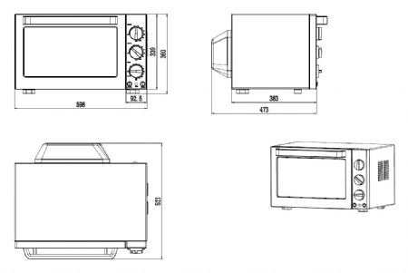 Four  convection avec rtisserie monophas - 605x480x375 mm