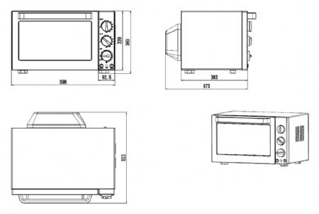Four à convection professionnel Monophasé 42 L 4 niveaux commandes bouton rotatif - Combisteel - 7543.0025
