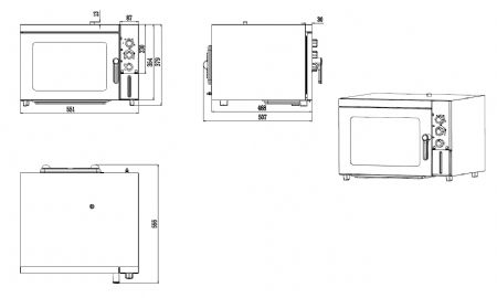 Four  convection professionnel monophas capacit 4x GN 1/2  poser - 433x592x630 mm