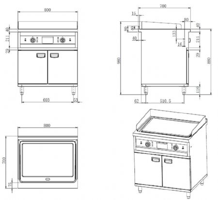 Plaque Grill �lectrique sur coffre 700mm
