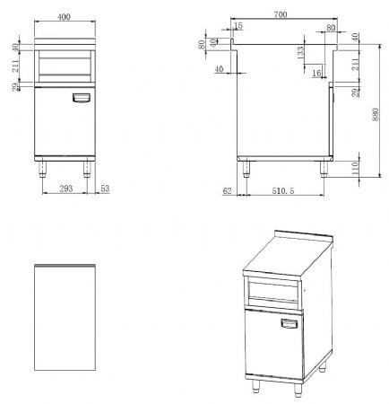Meuble bas de rangement inox avec porte - Combisteel - 7545.0040
