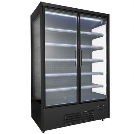 Vitrine murale de supermarché noire 2 portes vitrées positive 1330 mm - Combisteel - 7550.0110