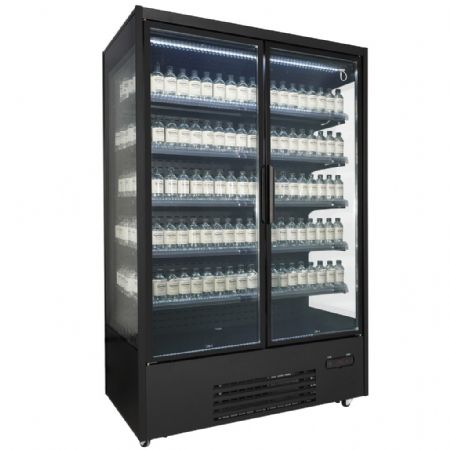 Vitrine murale de supermarché noire 2 portes vitrées positive 1330 mm - Combisteel - 7550.0110