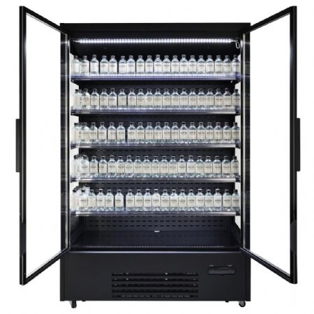 Vitrine murale de supermarché noire 2 portes vitrées positive 1330 mm - Combisteel - 7550.0110