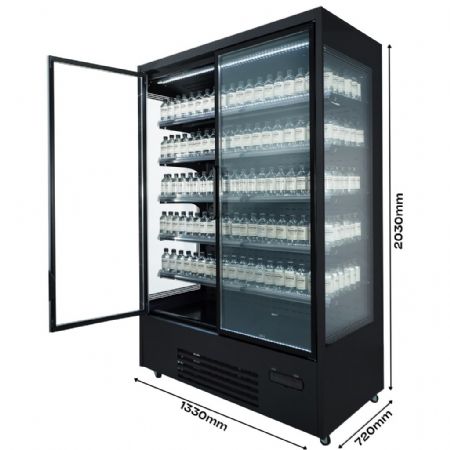 Vitrine murale de supermarché noire 2 portes vitrées positive 1330 mm - Combisteel - 7550.0110
