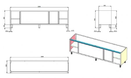 Meuble bas de rangement inox portes coulissantes 2700x600x850 mm - Combisteel - 7812.0117