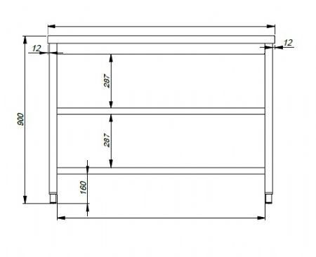 Table de travail pro inox avec 2 tagres - 700x800x900mm
