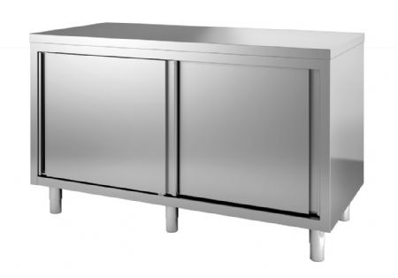 Meuble bas de rangement inox portes coulissantes 2800x800x850 mm - Combisteel - 7812.0459 Meuble bas de rangement inox portes coulissantes 2800x800x850 mm - Combisteel - 7812.0459