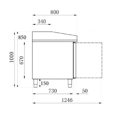 Meuble à pizza 2 portes pleines 7 tiroirs positif 580 L - Combisteel - 7950.0042