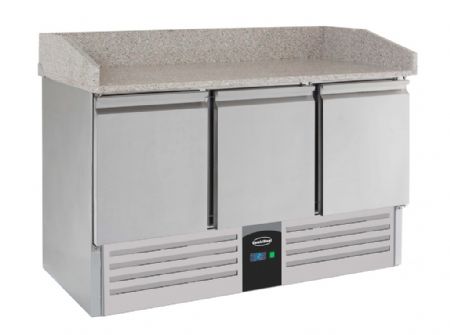 Meuble à pizza 3 portes pleines positif avec dessus granit - Combisteel - 7950.0060 Meuble à pizza 3 portes pleines positif avec dessus granit - Combisteel - 7950.0060