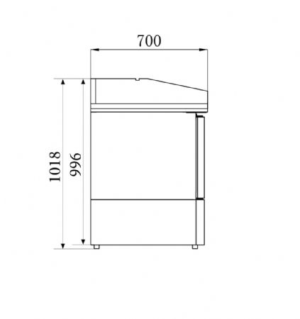 Table a pizza professionnelle  3 portes - 1400x700x1020