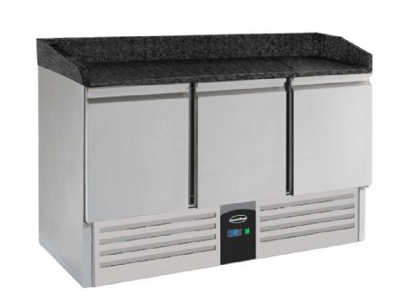 Meuble à pizza 3 portes pleines positif avec dessus granit noir - Combisteel - 7950.0061 Meuble à pizza 3 portes pleines positif avec dessus granit noir - Combisteel - 7950.0061