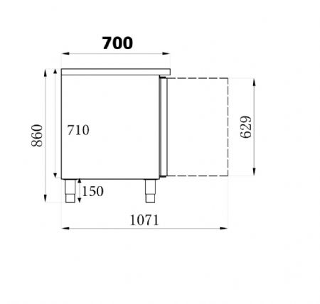 Table desserte réfrigérée 3 portes pleines 417 L positive - Combisteel - 7950.0082