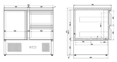 Table desserte réfrigérée 1 porte pleine 2 tiroirs 257 L - Combisteel - 7950.0108