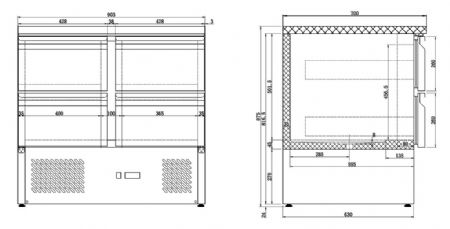 Table desserte réfrigérée positive 4 tiroirs 257 L - Combisteel - 7950.0110