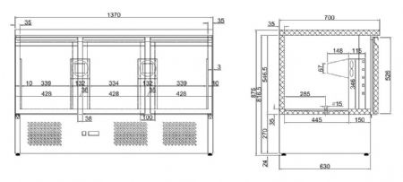Table desserte réfrigérée 3 portes pleines 400 L positive - Combisteel - 7950.0112
