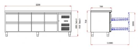 Table desserte réfrigérée positive 8 tiroirs 553 L - Combisteel - 7950.0235