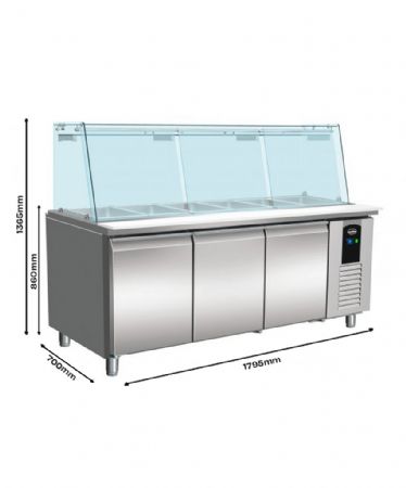 Saladette réfrigérée 3 portes pleines 456 L positive - Combisteel - 7950.0425