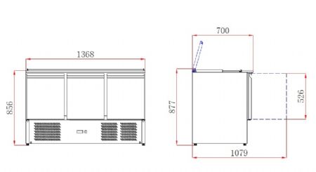 Saladette réfrigérée 3 portes pleines 368 L positive - Combisteel - 7950.5055