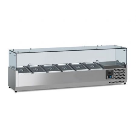 Meuble à pizza inox 2 portes avec plan en granit +2/+8 + saladette 6x1/3 1500mm