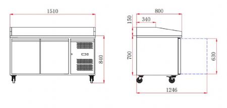 Meuble à pizza 2 portes pleines positif 390 L Monophasé - Combisteel - 7950.5137