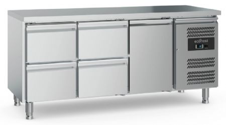 Table desserte réfrigérée 1 porte pleine 4 tiroirs 417 L positive - Combisteel - 7950.5175 Table desserte réfrigérée 1 porte pleine 4 tiroirs 417 L positive - Combisteel - 7950.5175