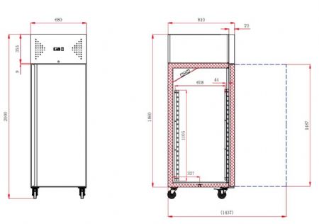 Rfrigrateur en acier inox 600 litres statique 680x810x2010