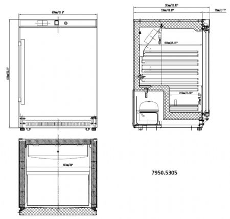Mini armoire en acier inoxydable 1 porte pleine positive 113 L 600 mm - Combisteel - 7950.5305