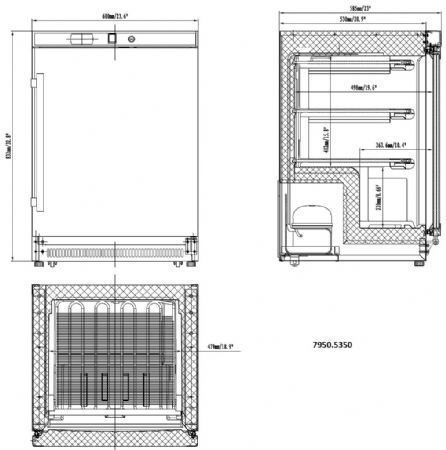 Congélateur à poser en acier inoxydable 1 porte pleine 92 L - Combisteel - 7950.5350