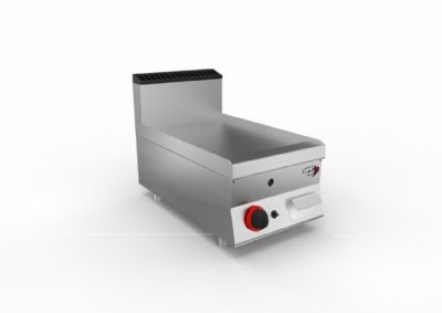 Plaque  snacker gaz inox avec dosseret surface lisse - 400x700x295mm