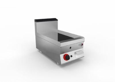 Plaque  snacker gaz inox avec dosseret surface lisse chrome - 400x700x295mm