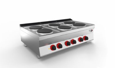 Cuisinire lectrique 6 plaques rondes  poser - 1200 x 700 x 295 mm