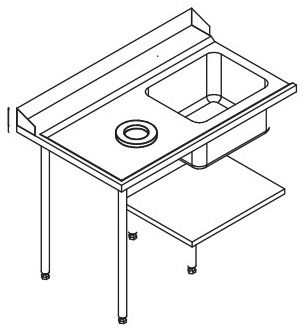 Table d'entrée professionnelle 500 x 500 ou 600 x 500 mm - Furnotel - 80207