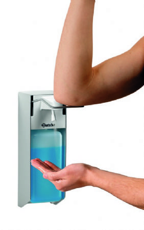 Distributeur de dsinfectant mural rechargeable gris 0,9 L - 95x225x310 mm