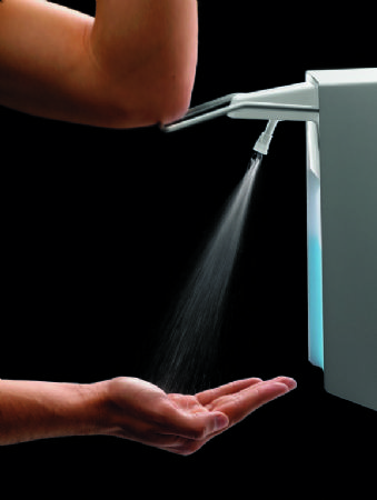 Distributeur de dsinfectant mural rechargeable gris 0,9 L - 95x225x310 mm