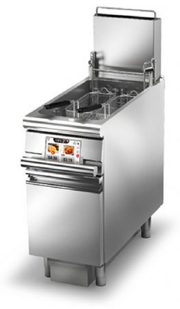 Friteuse cuisine pro gaz monobloc - Levage paniers - 23 L - EVO - Largeur 400 mm - Gamme QUEEN 900 - Baron - 90QFREVG423A