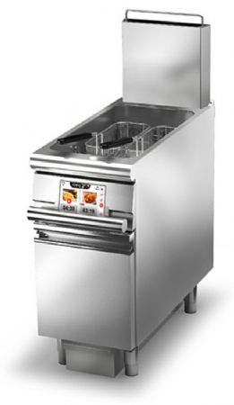 Friteuse cuisine pro gaz monobloc - Filtrage huile - 23 L - EVO - Largeur 400 mm - Gamme QUEEN 900 - Baron - 90QFREVG423F