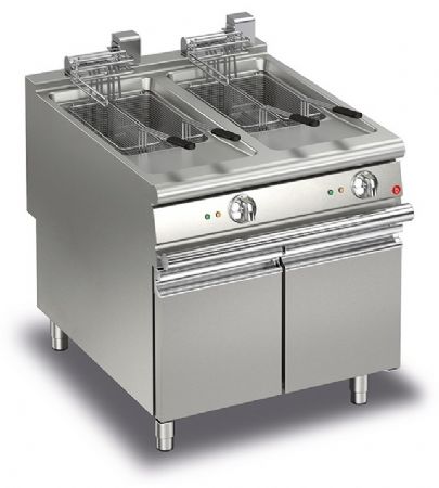 Friteuse cuisine pro électrique monobloc - 15 + 15 litres - Gamme Queen 900 - Baron - 90QFRIE815