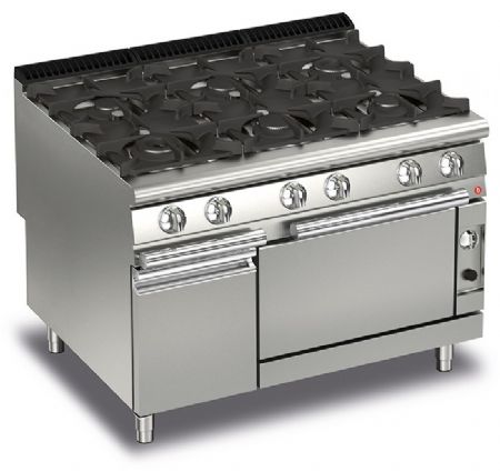 Fourneau gaz sur four gaz et placard neutre - 6 feux vifs - Gamme Queen 900 - Baron - 90QPCFG120 Fourneau gaz sur four gaz et placard neutre - 6 feux vifs - Gamme Queen 900 - Baron - 90QPCFG120