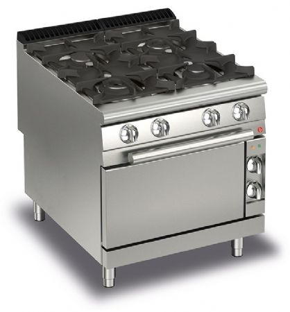 Fourneau gaz sur four gaz - 4 feux vifs - Gamme Queen 900 - Baron - 90QPCFG800