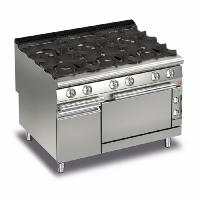 Fourneau gaz sur four électrique avec 6 brûleurs et puissance 32,4 kW Fourneau gaz sur four électrique avec 6 brûleurs et puissance 32,4 kW