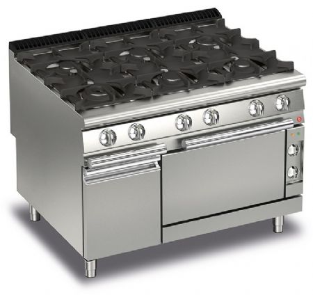 Fourneau gaz sur four électrique et placard neutre - 6 feux vifs - Gamme Queen 900 - Baron - 90QPCFGE120 Fourneau gaz sur four électrique et placard neutre - 6 feux vifs - Gamme Queen 900 - Baron - 90QPCFGE120